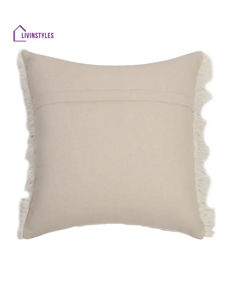 Beige Color Cotton Woven Cushion Cover Set Of 2 (18X18 Inch)