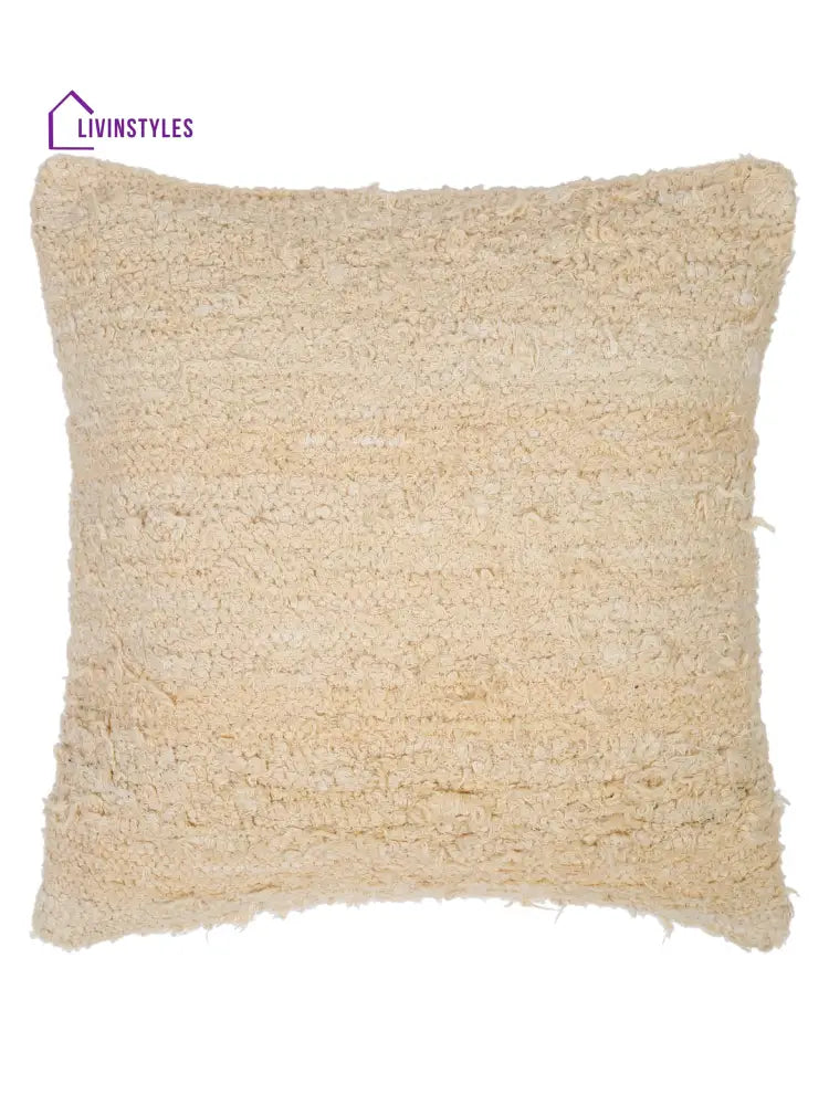 Beige Color Hand Woven Cotton Cushion Cover Set Of 2 (20X20 Inch)