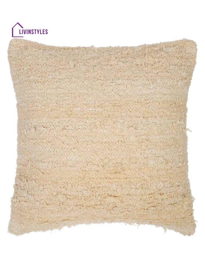 Beige Color Hand Woven Cotton Cushion Cover Set Of 2 (20X20 Inch)