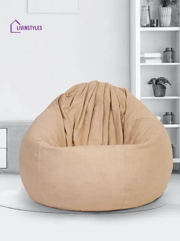 Beige Cotton Xxl Bean Bag Cover