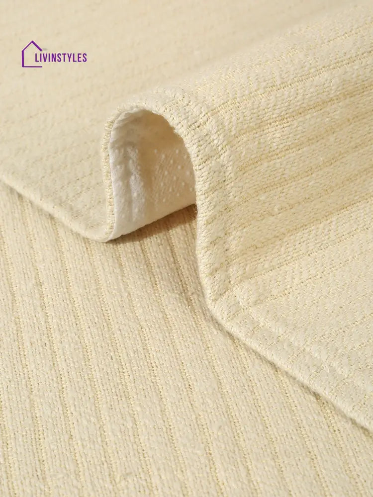 Beige Textured Hand Woven Cotton 3 Seater Sofa Cover Slip Cover Sofa