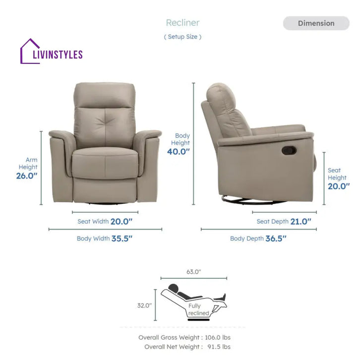 Bela 1 Seater Manual Recliner