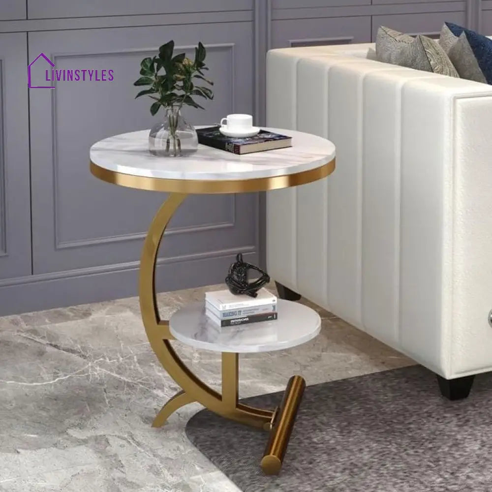 Bellemoor C Shaped Table - Gold Color End Tables