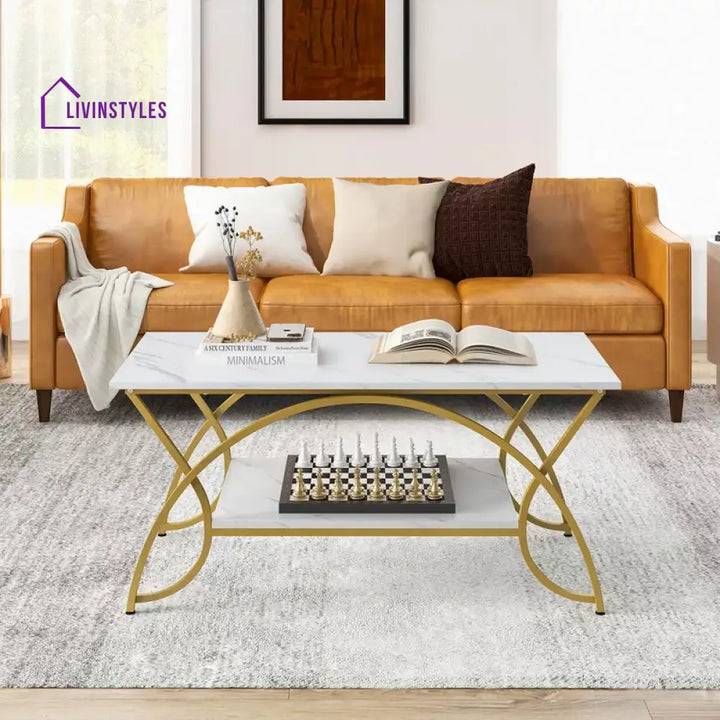 Berlina Iron with Powder Coated Coffee Table with Ceramic Marble Top