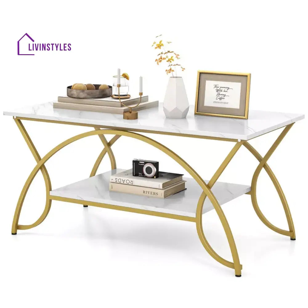 Berlina Iron with Powder Coated Coffee Table with Ceramic Marble Top