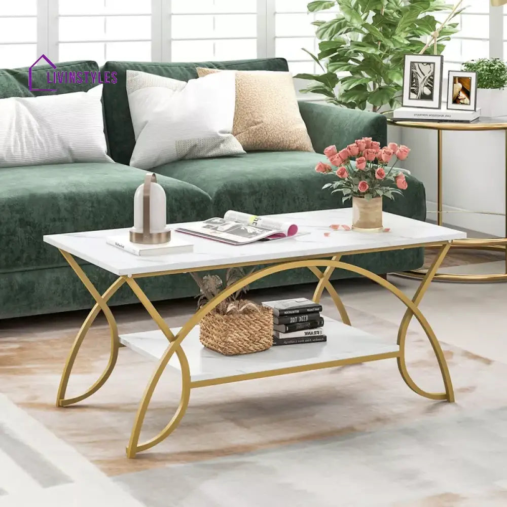 Berlina Iron with Powder Coated Coffee Table with Ceramic Marble Top