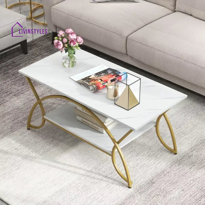 Berlina Iron with Powder Coated Coffee Table with Ceramic Marble Top