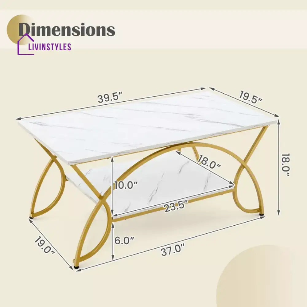 Berlina Iron with Powder Coated Coffee Table with Ceramic Marble Top