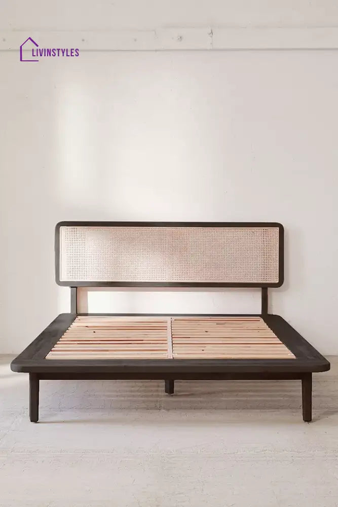 Berta Solid Wood Cane Bed Without Storage