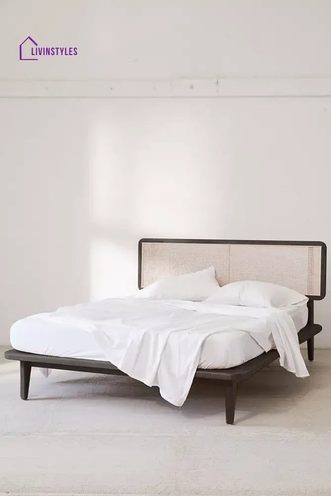 Berta Solid Wood Cane Bed Without Storage