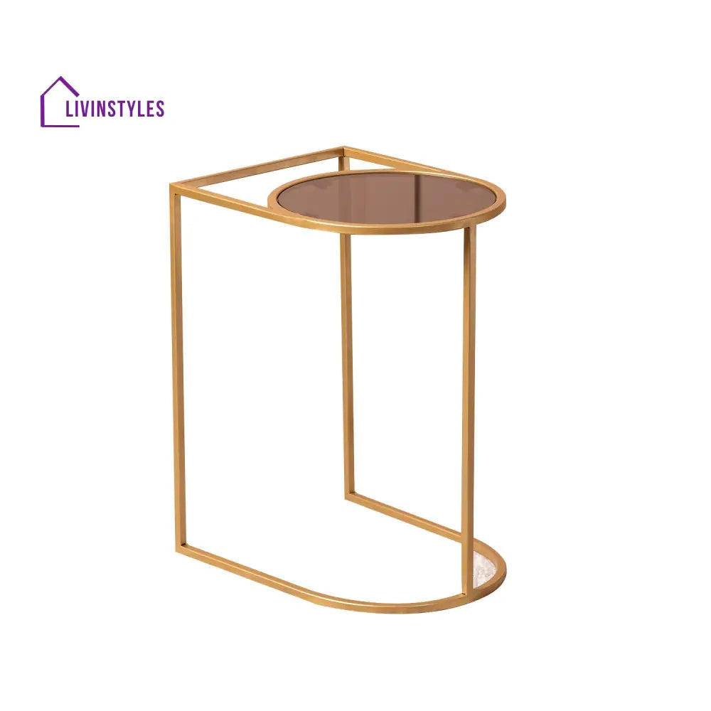 Bhavana Contemporary Metallic Magazine End Table In Gold Color Furniture