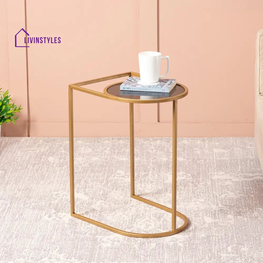 Bhavana Contemporary Metallic Magazine End Table In Gold Color Furniture