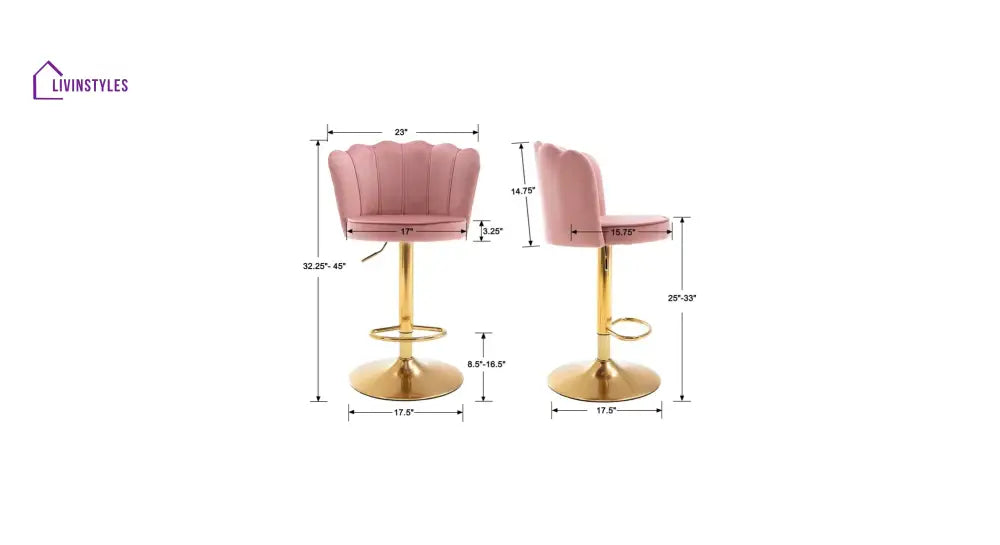 Bhavesh Pink Color Avidan Bar Stool