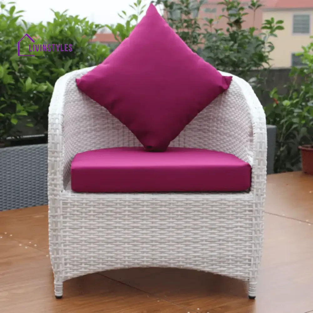 Bhavya 4 Piece Patio Furniture Set With Center Table (White And Purple)