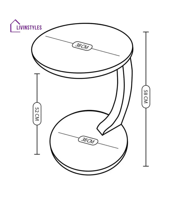 Bhavya Sheesham Wood C Shaped Side Table For Living Room And Bedroom