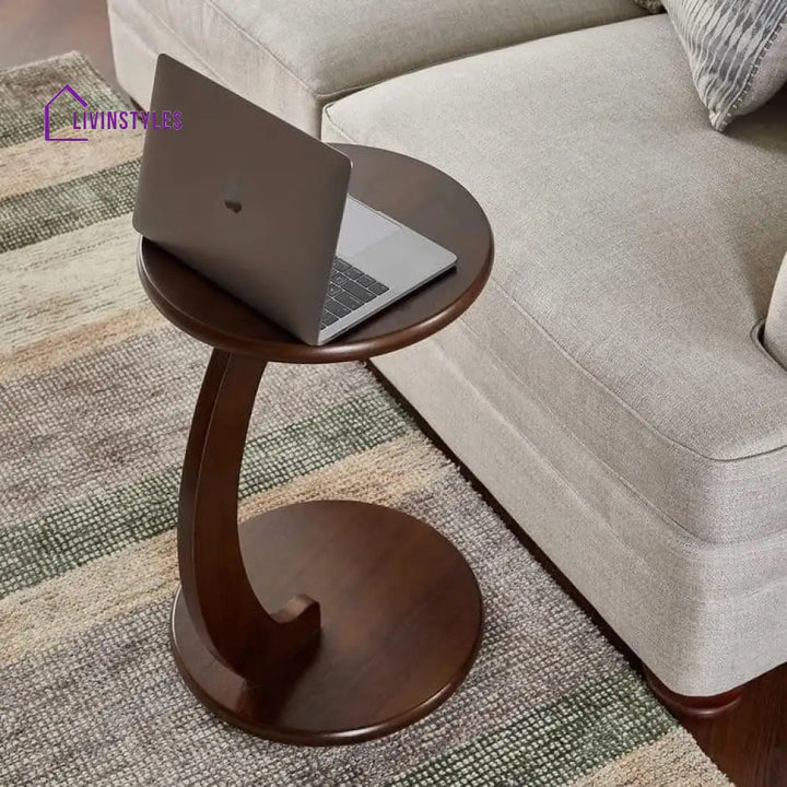 C Shaped End Table,Round C Table, Snack Side Table, C Shaped End Table for Sofa and Bed Side, Round Side Tables Living Room & Bedroom - Ouch Cart 