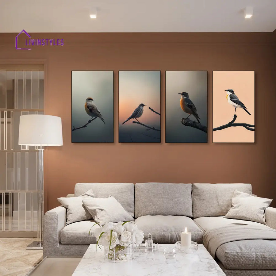 Bird Photography Wall Art Collection Set Of 4 Canvas Painting