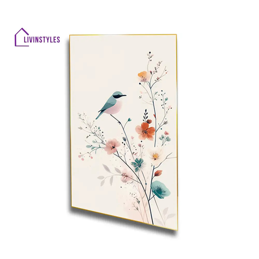 Birds On Branch Art Set Of 4 Canvas Wall Painting