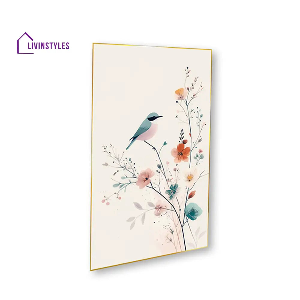 Birds On Branch Art Set Of 4 Canvas Wall Painting