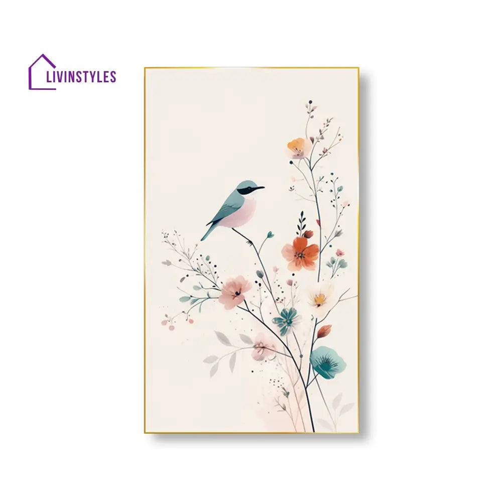 Birds On Branch Art Set Of 4 Canvas Wall Painting