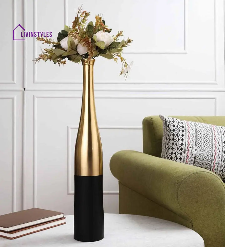 Black And Gold Champagne Large Bottle Vase