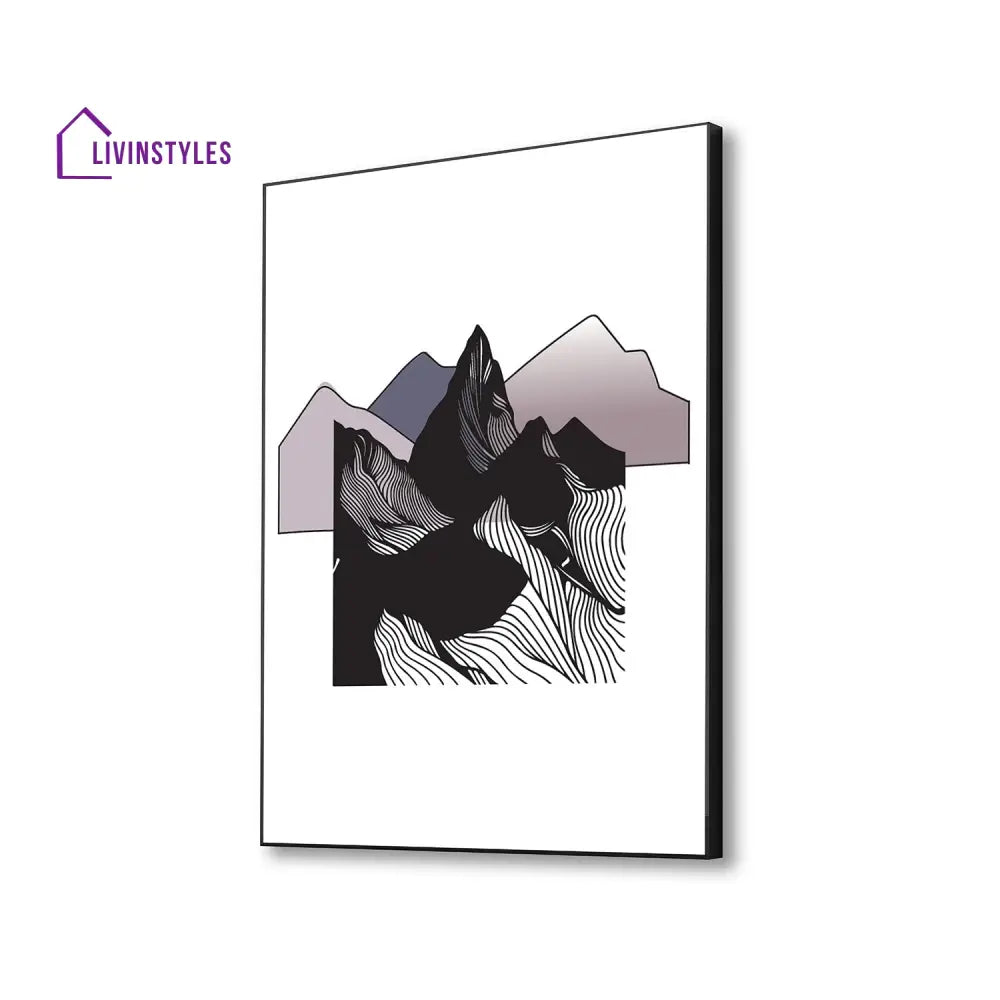 Black And Purple Mountain Canvas Printed Wall Painting 16 X 20 Inch / Floating Frame