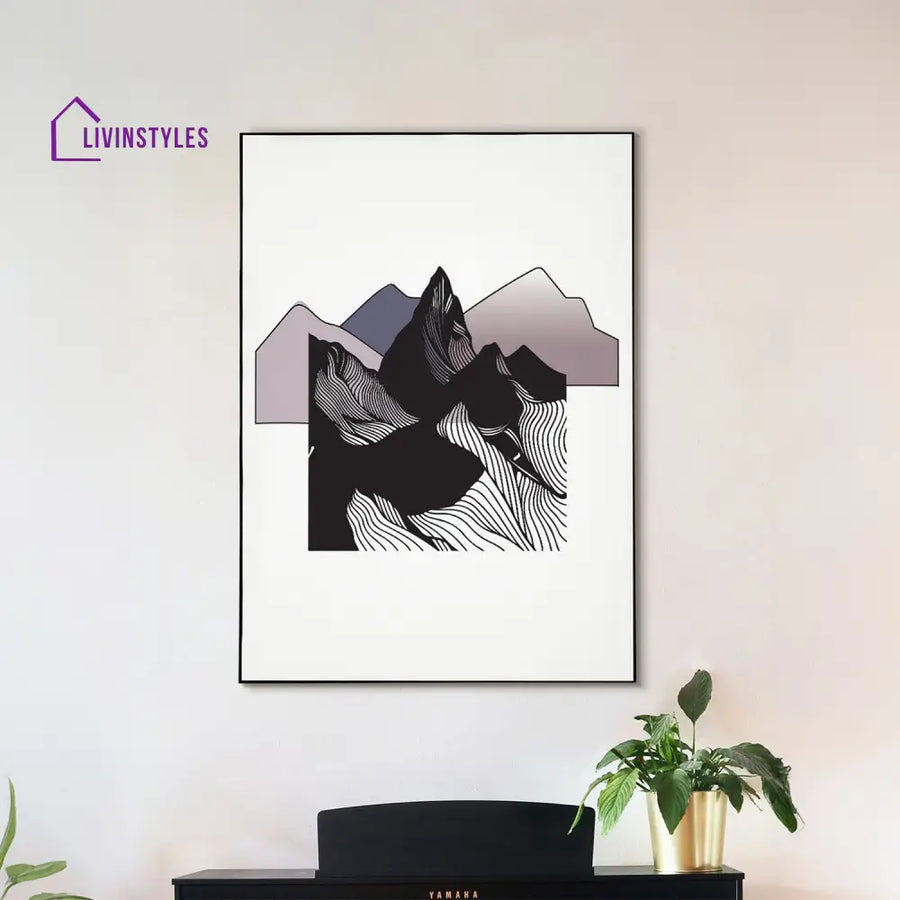 Black And Purple Mountain Canvas Printed Wall Painting