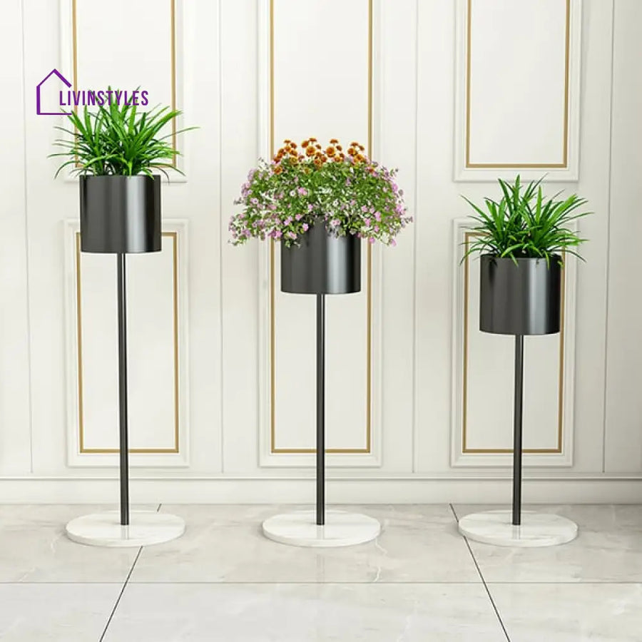 Black Nordic Freestanding Plant Stand Flower Pot Set Of 3 Stands