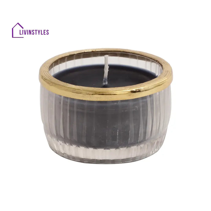 Black Velvet Scented Candle Glass Jar With Golden Ring