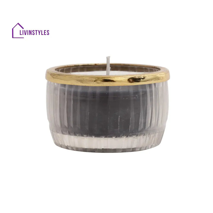 Black Velvet Scented Candle Glass Jar With Golden Ring