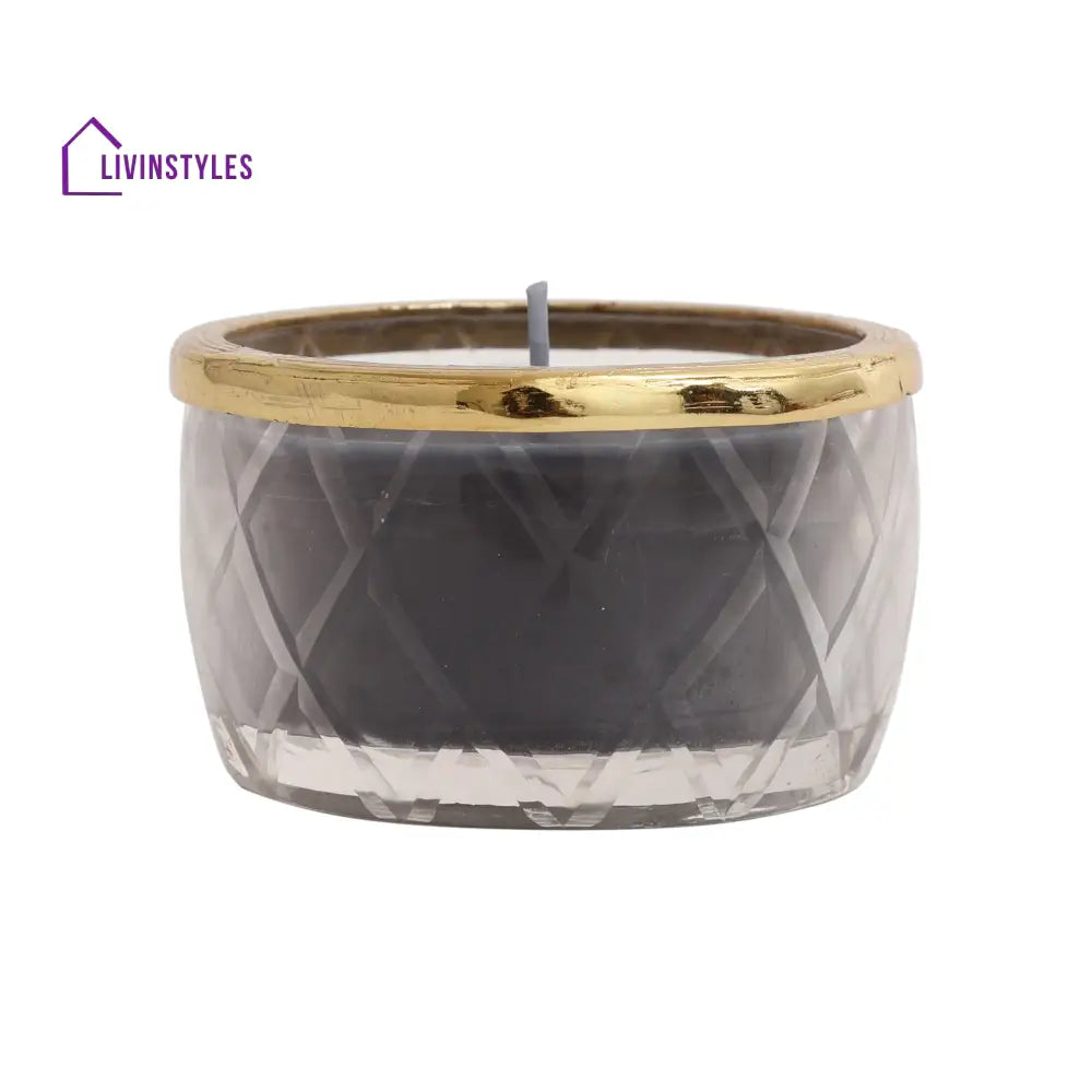 Black Velvet Scented Candle Jar With Golden Ring