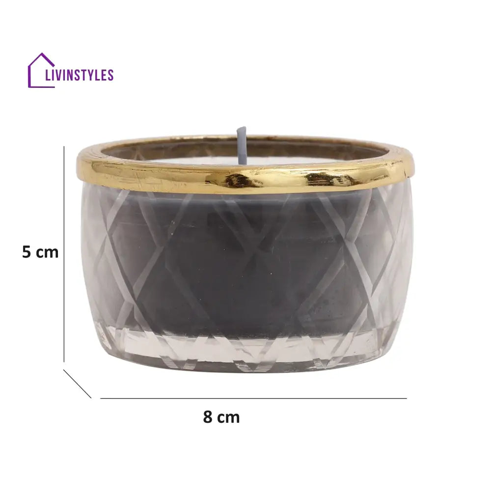 Black Velvet Scented Candle Jar With Golden Ring