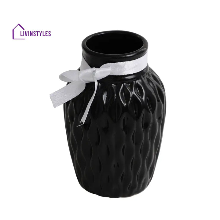 Black Wavecera Vase Pot