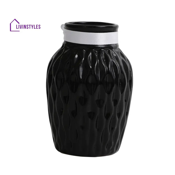 Black Wavecera Vase Pot