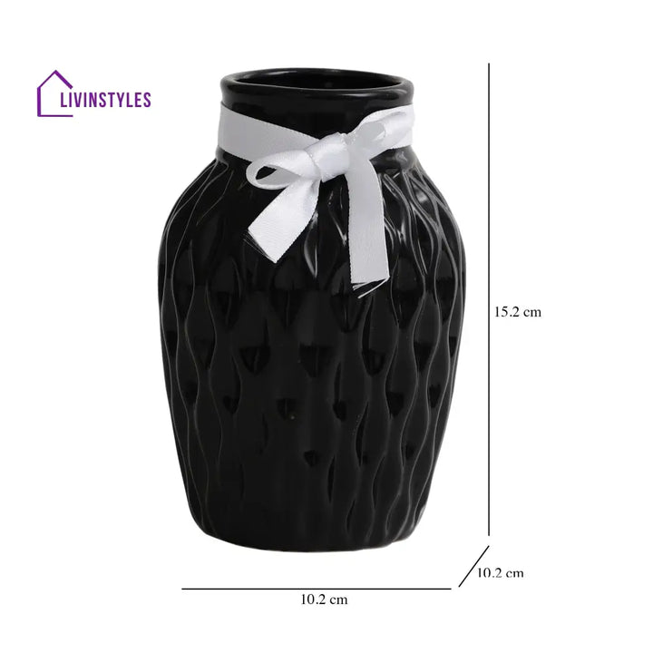 Black Wavecera Vase Pot