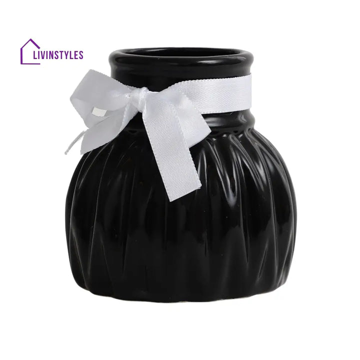 Black Wavecera Vase Small Pot