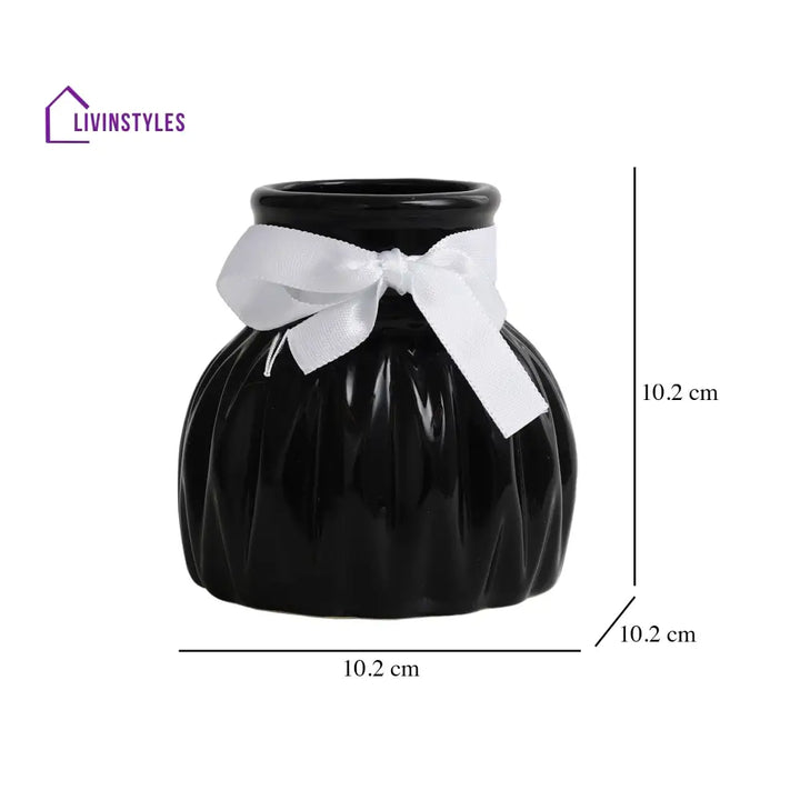 Black Wavecera Vase Small Pot