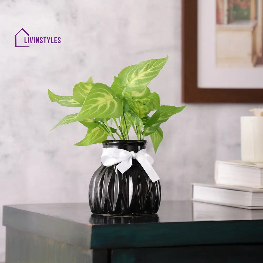 Black Wavecera Vase Small Pot