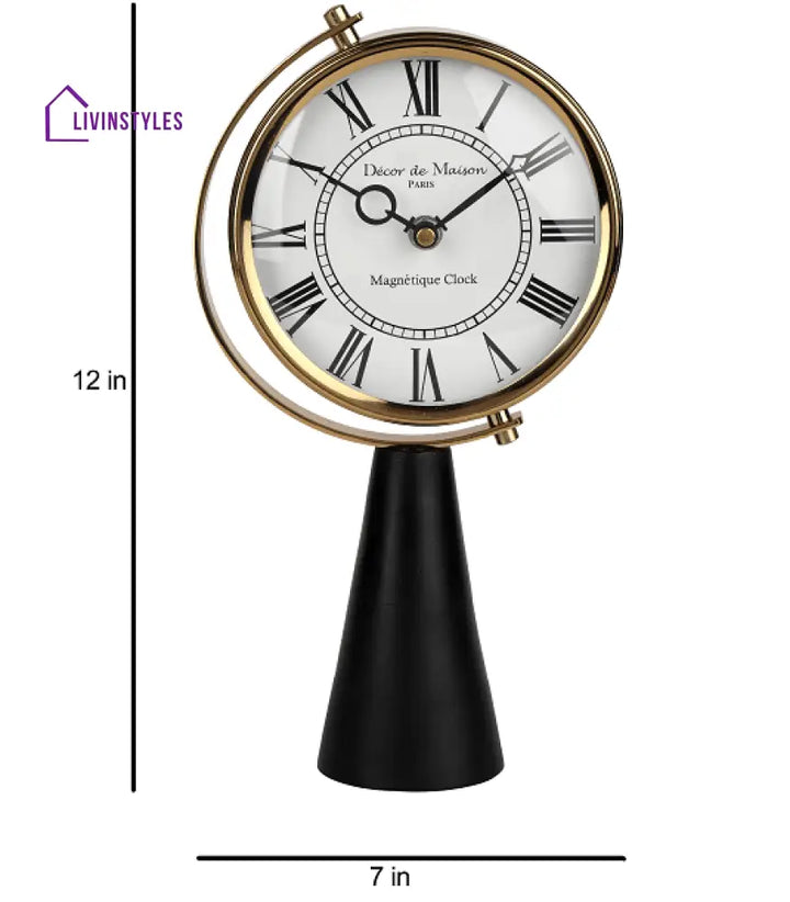 Black Wood’s Pedestal Clock In Reflective Gold