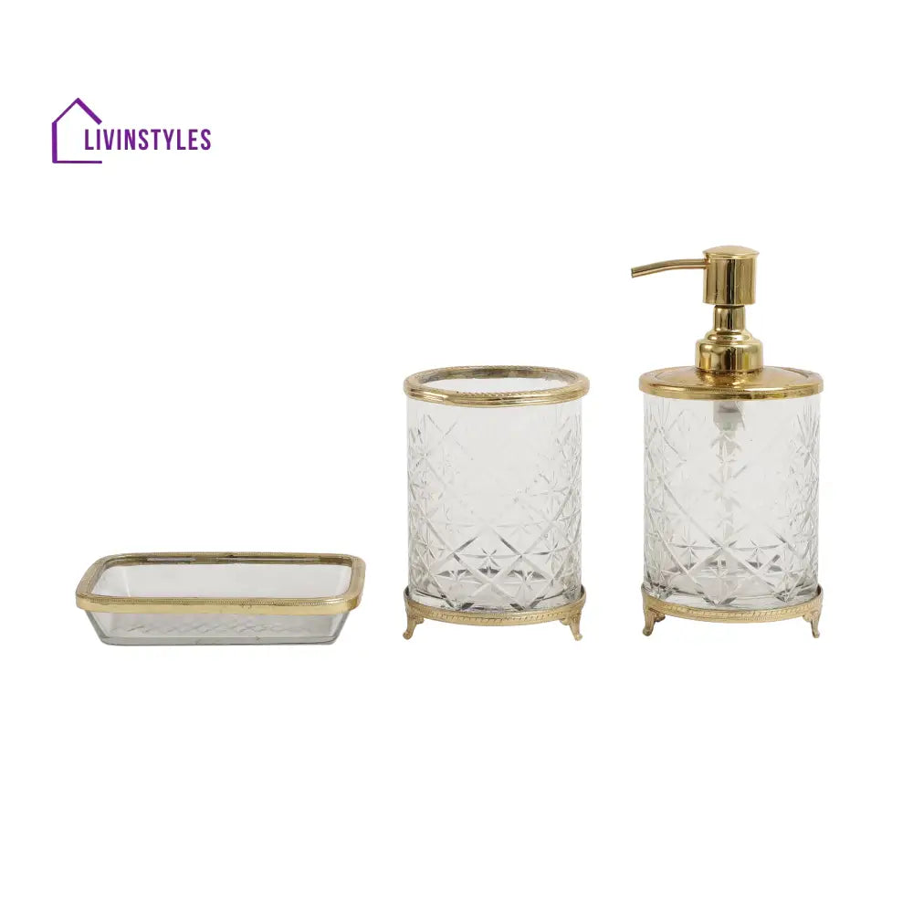 Blake Crystal Cut Bathroom Set In Gold Bathroom