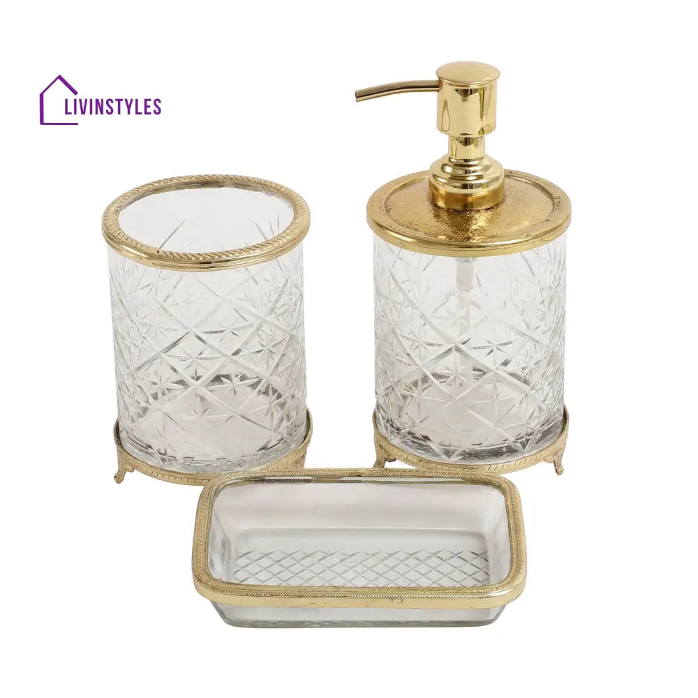 Blake Crystal Cut Bathroom Set In Gold Bathroom