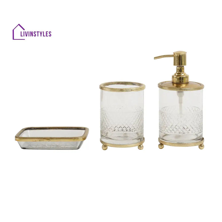 Blake Crystal Cut Bathroom Set In Gold Bathroom