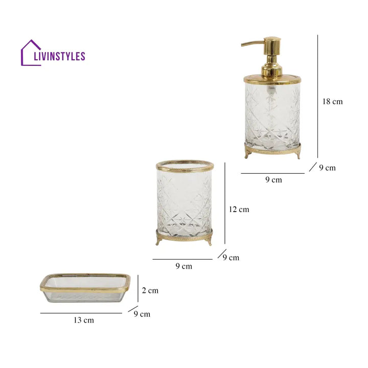 Blake Crystal Cut Bathroom Set In Gold Bathroom