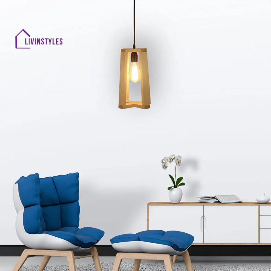 Blender Beige Wooden Single Hanging Lamp Lamps