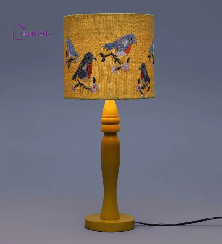 Blue Birds On Jute Lamp