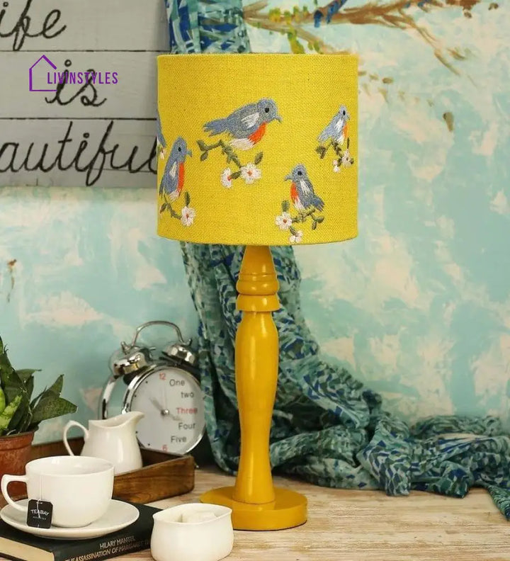 Blue Birds On Jute Lamp