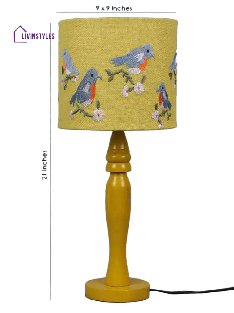 Blue Birds On Jute Lamp