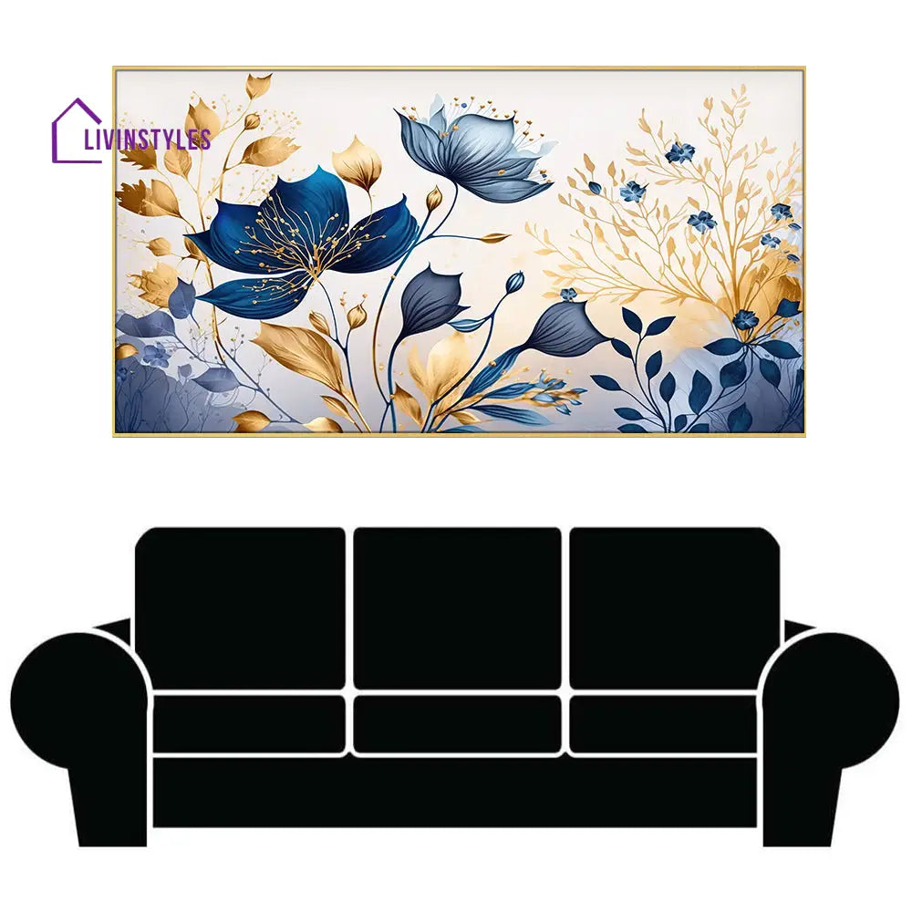 Blue Blooms On Pristine Canvas Wall Painting