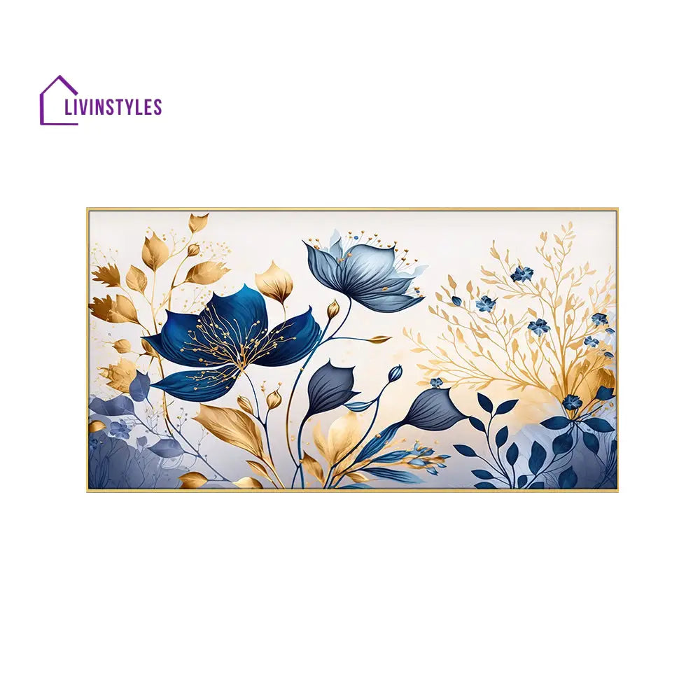 Blue Blooms On Pristine Canvas Wall Painting