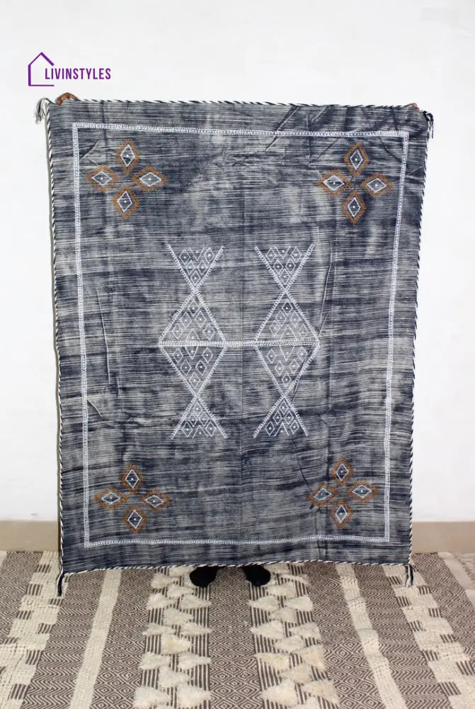 Blue Color Cactus Silk Inspired Cotton Throw Blanket Throws & Blankets